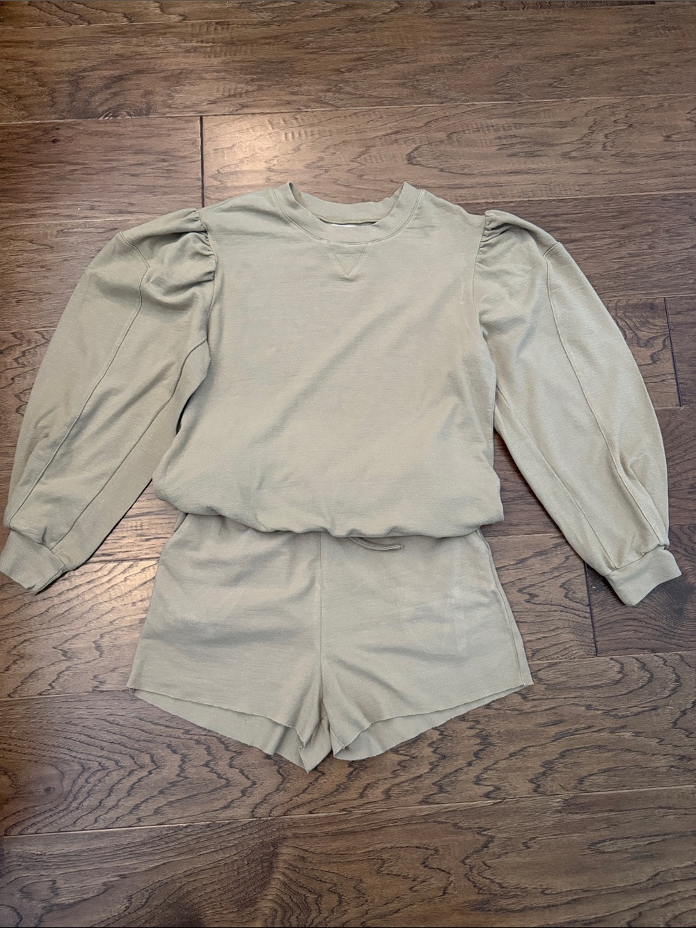 By the River "Cozy Life" Puff Sleeve Lounge Set Sweatshirt & Shorts Small